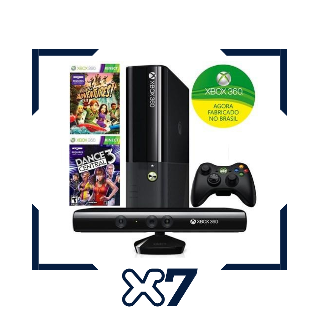 Xbox 360 Super Slim + Kinect + 1 Controles + Jogo